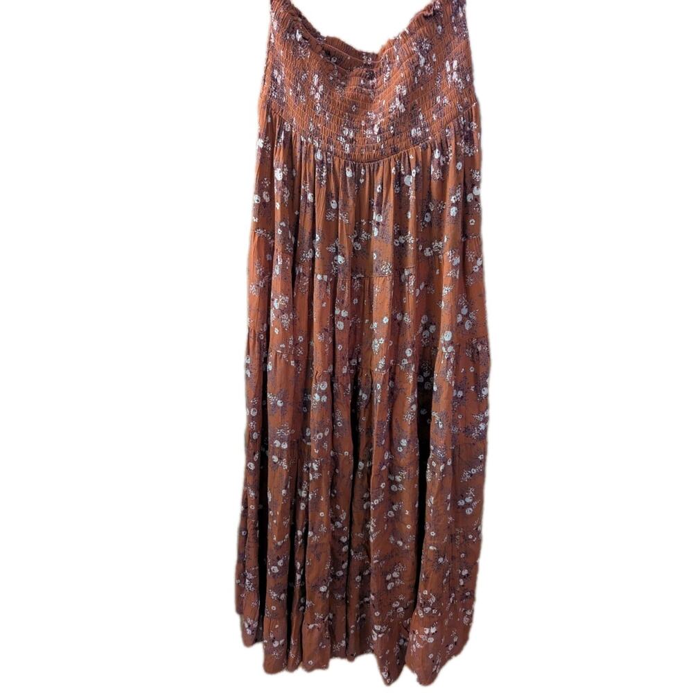 Angie Women's Midi Dress S Ginger 100% Rayon A-Line Gathered Smock